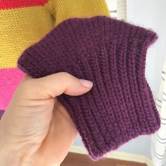 Gap Women Size SM Rainbow Colorblock Wool Crewneck Sweater Multi Stripe Winter - Picture 4 of 9